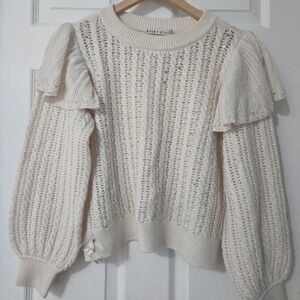alice+olivia sweater, elegant beading, ruffled details